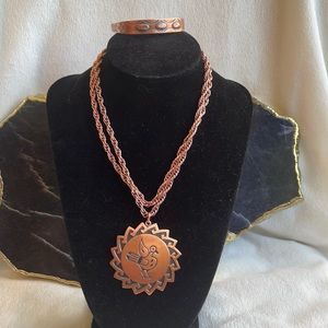 VTG Bell Trading Co. Copper Native American bracelet and pendant necklace